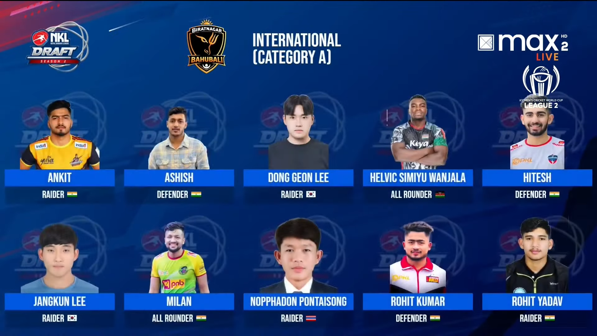 Kabaddi player draft broadcast overlay — Nepal Kabbadi League NKL live graphics